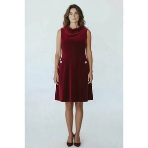 Vintage Carlyle  Burgundy/Red Velvet  Dress Size 10 With Diamond Buttons Holiday